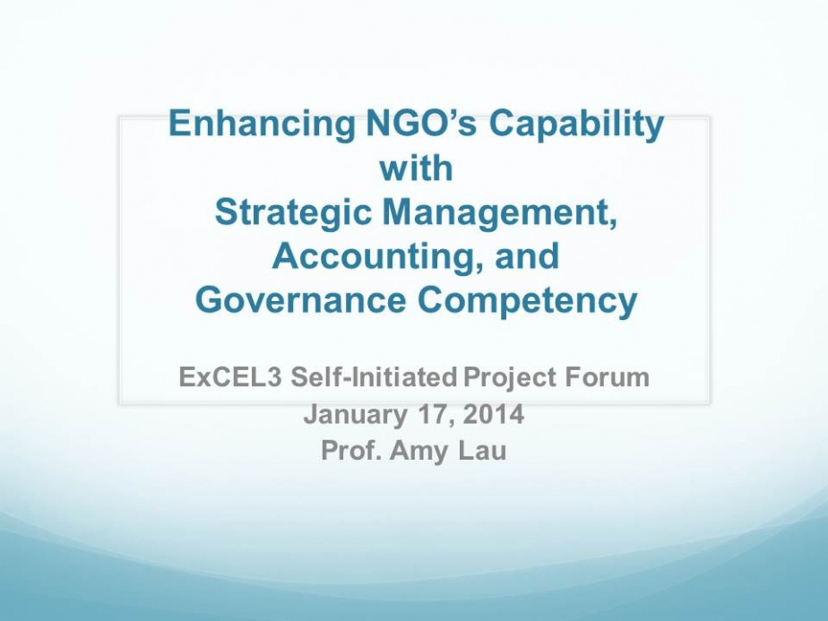 Enhancing NGO’s Capability with Strategic Management, Accounting, and Governance Competency