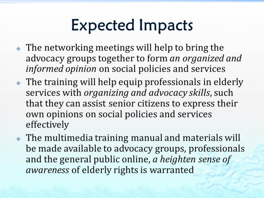 Capacity Building for Elderly Rights Advocacy Groups, Elderly Service Workers and Community Organisers