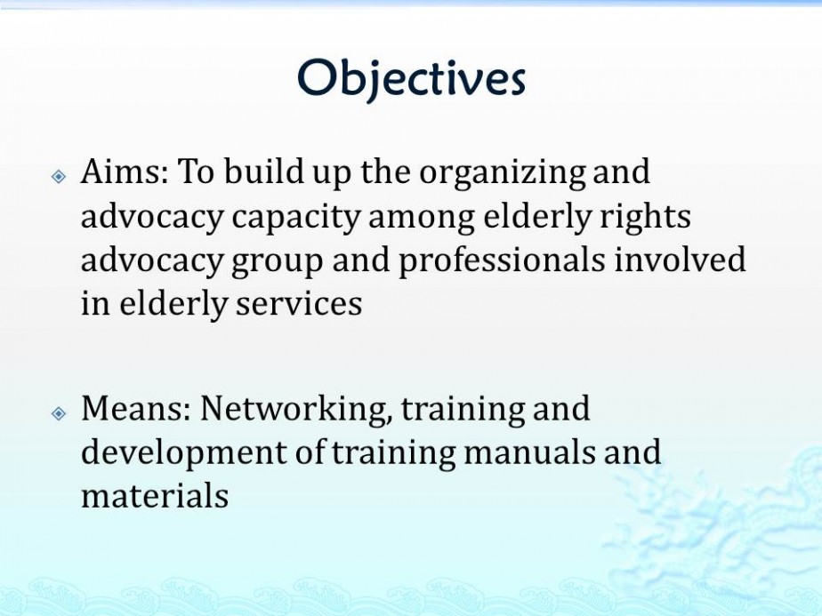 Capacity Building for Elderly Rights Advocacy Groups, Elderly Service Workers and Community Organisers