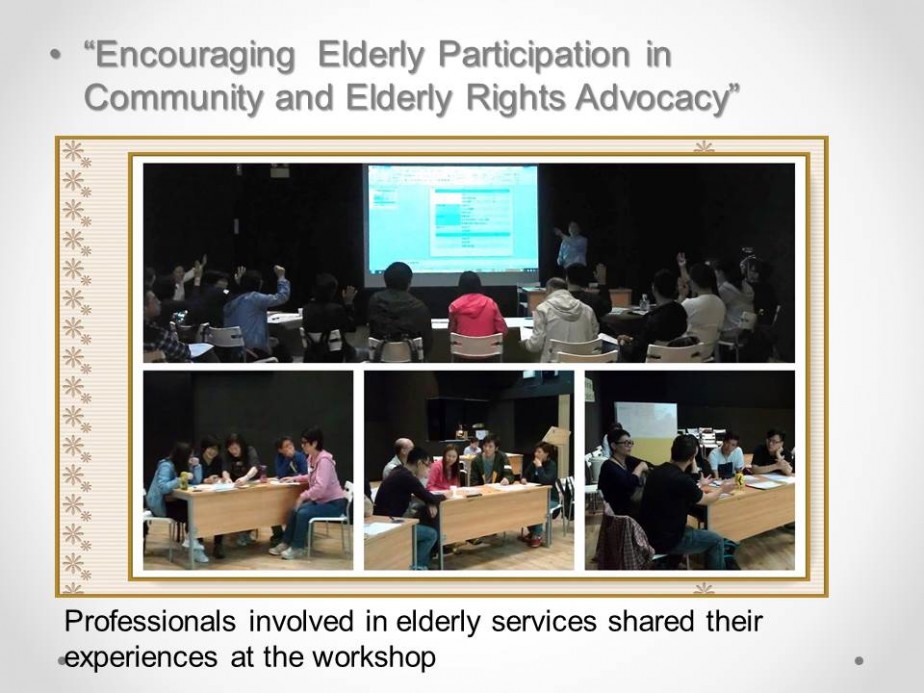 Capacity Building for Elderly Rights Advocacy Groups, Elderly Service Workers and Community Organisers