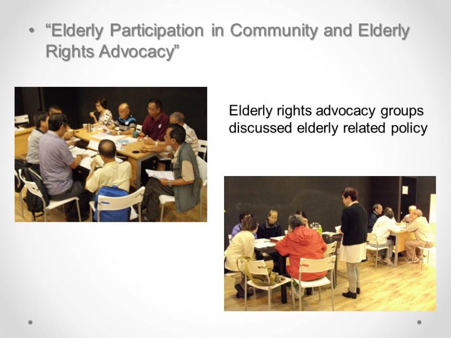 Capacity Building for Elderly Rights Advocacy Groups, Elderly Service Workers and Community Organisers