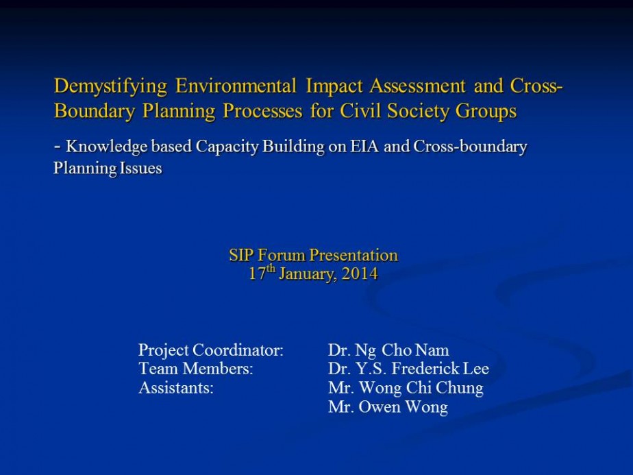 Demystifying Environmental Impact Assessment (EIA) and Cross-Boundary Planning Processes for Civil Society Groups