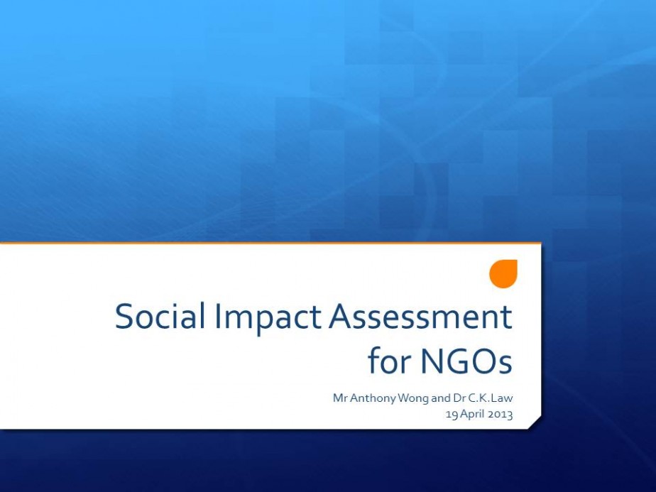 Social Impact Assessment for Non-governmental Organisations