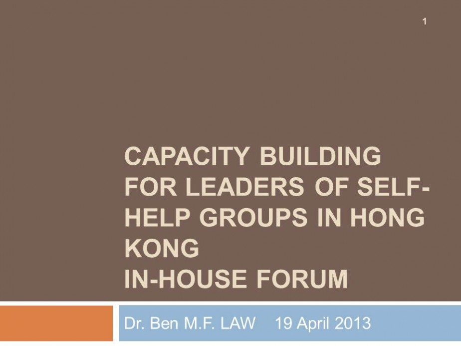 Capacity Building for Leaders of Self-help Groups in Hong Kong