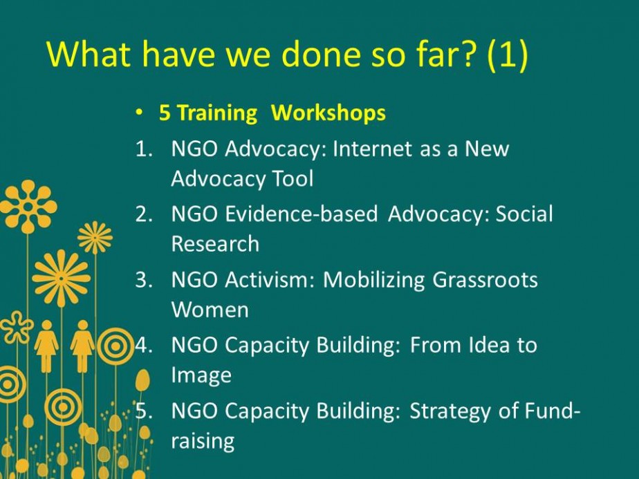 Building Capacity for Grassroots Women Organisations