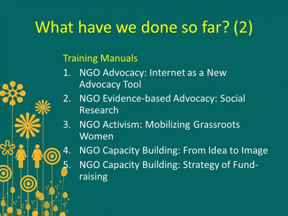 Building Capacity for Grassroots Women Organisations