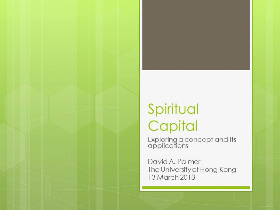 Spiritual Capital in the Third Sector