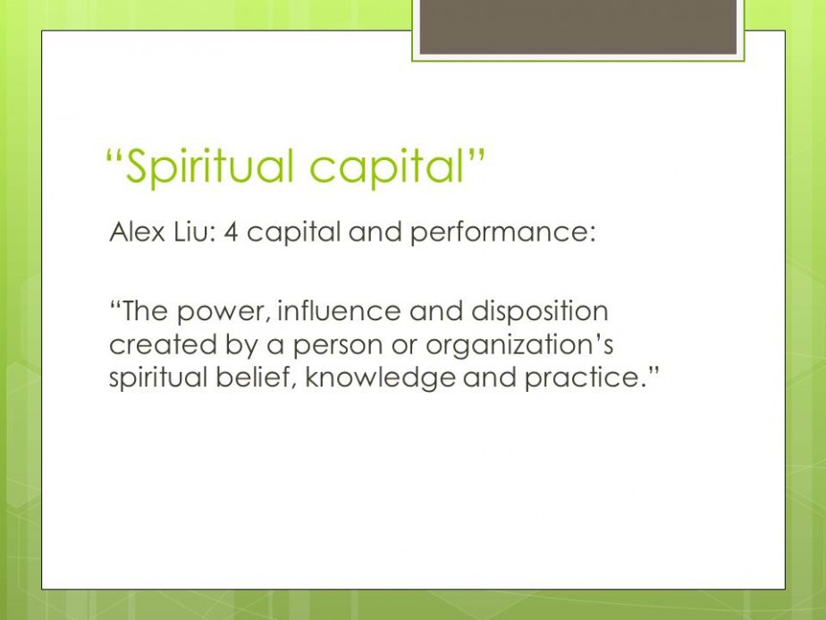 Spiritual Capital in the Third Sector