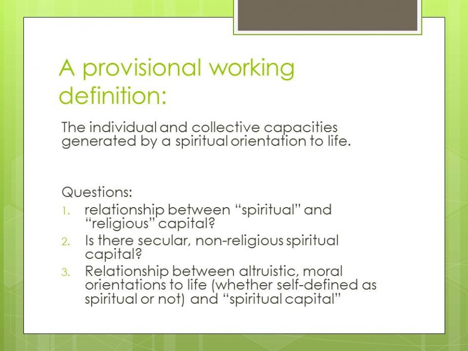 Spiritual Capital in the Third Sector