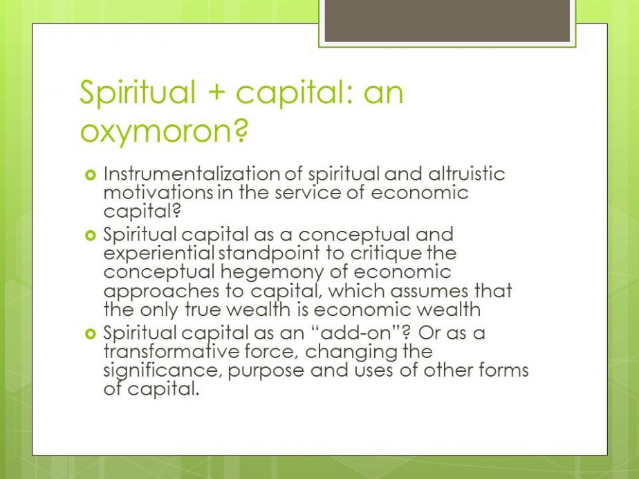 Spiritual Capital in the Third Sector