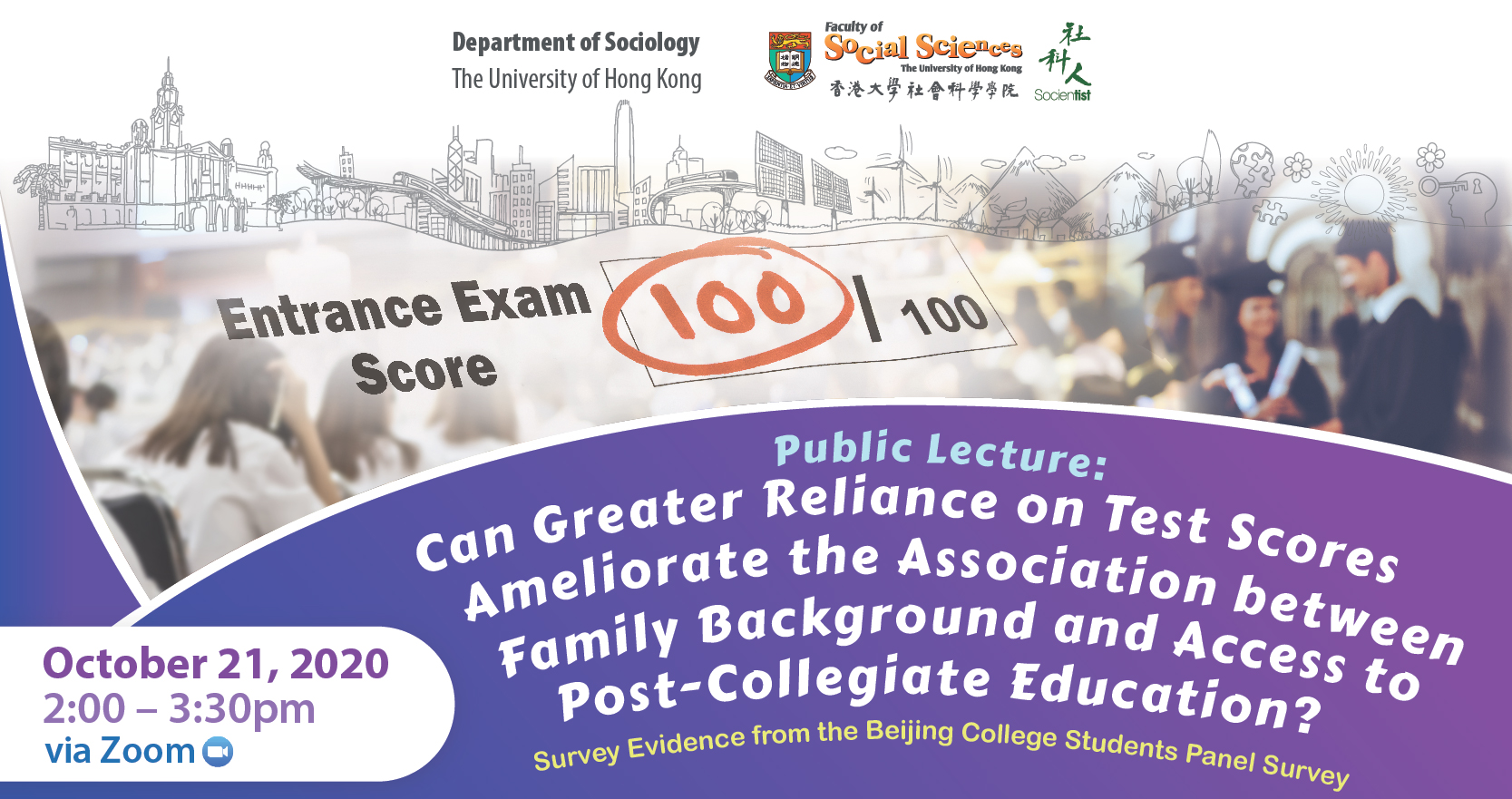 Can greater reliance on test scores ameliorate the association between family background and access to post-collegiate education?