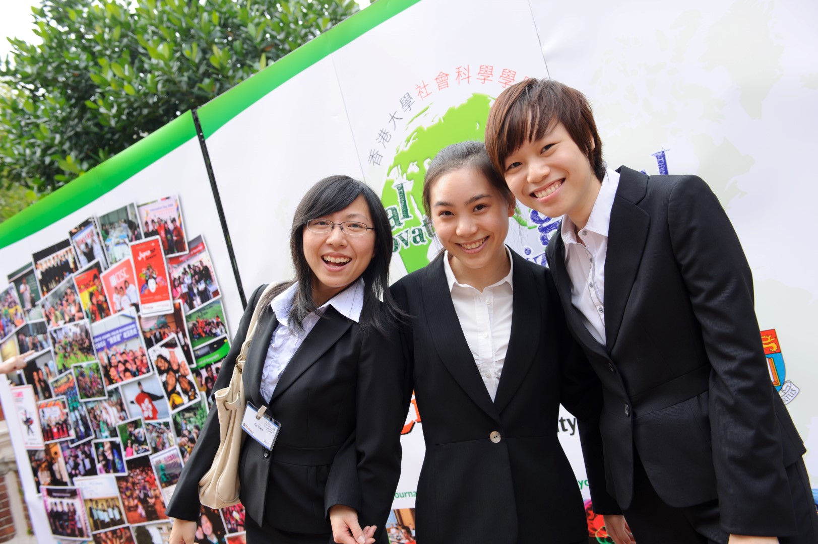 three girls in suit